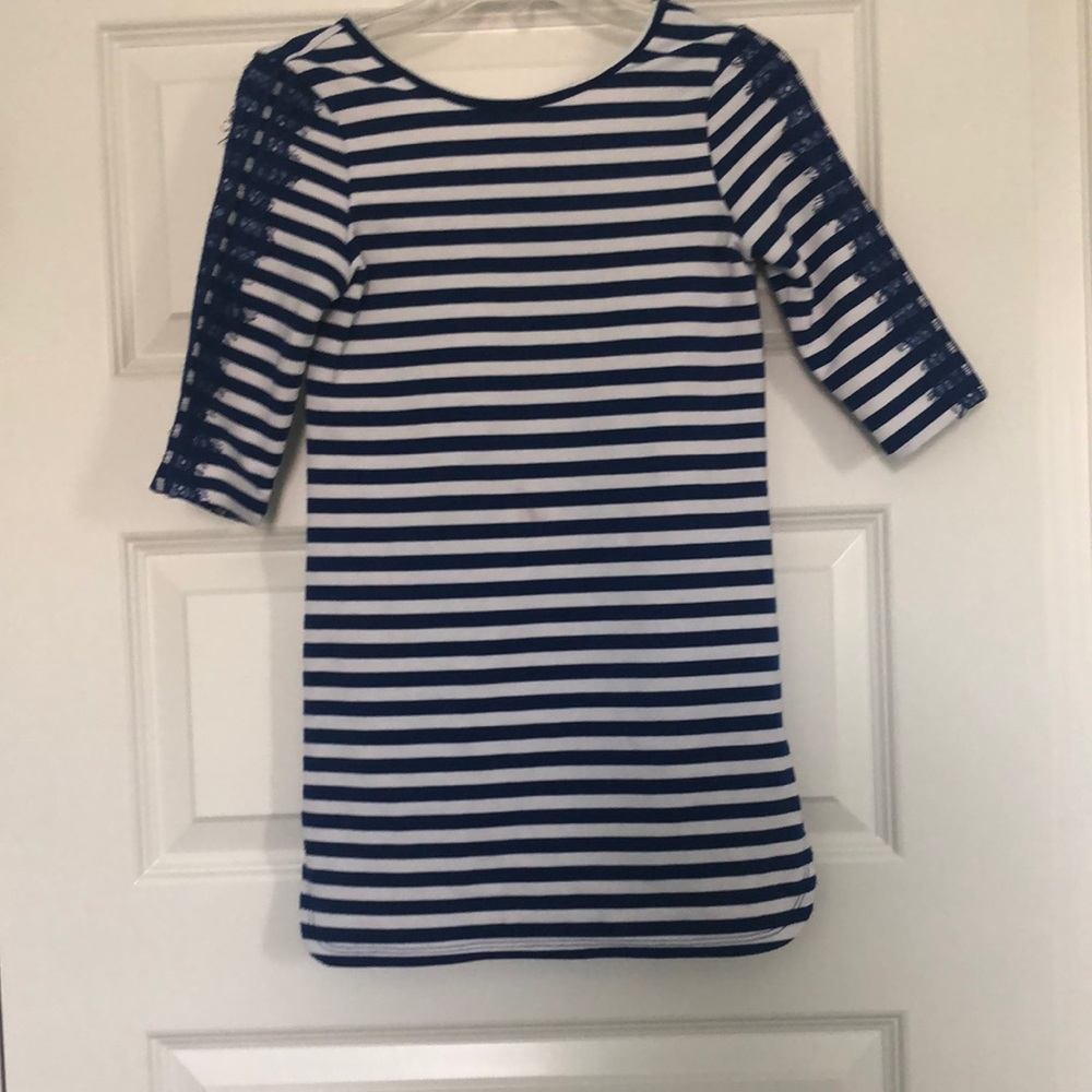 Girls blue striped dress